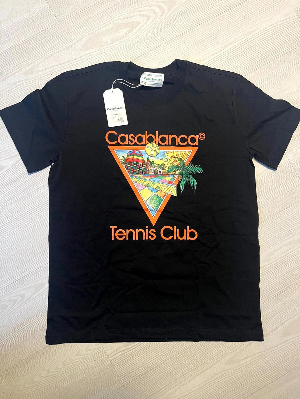 Nova Saints™ Casablanca T-Shirt Mens  Black Afro Cubism Tennis Club' Icon Graphic Crewneck