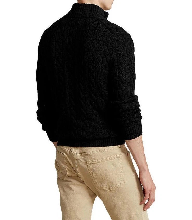 Nova Saints™ Polo Ralph Lauren Men’s Cable-Knit Cotton Quarter-Zip Sweater