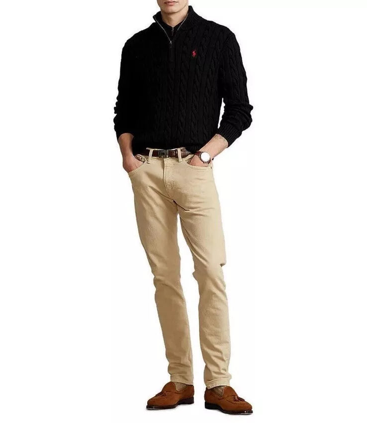 Nova Saints™ Polo Ralph Lauren Men’s Cable-Knit Cotton Quarter-Zip Sweater